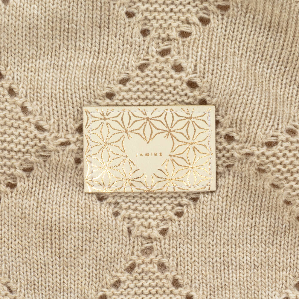 Jamiks-Beige Knit & Bouclé Blanket (100cm) | Childrensalon Outlet