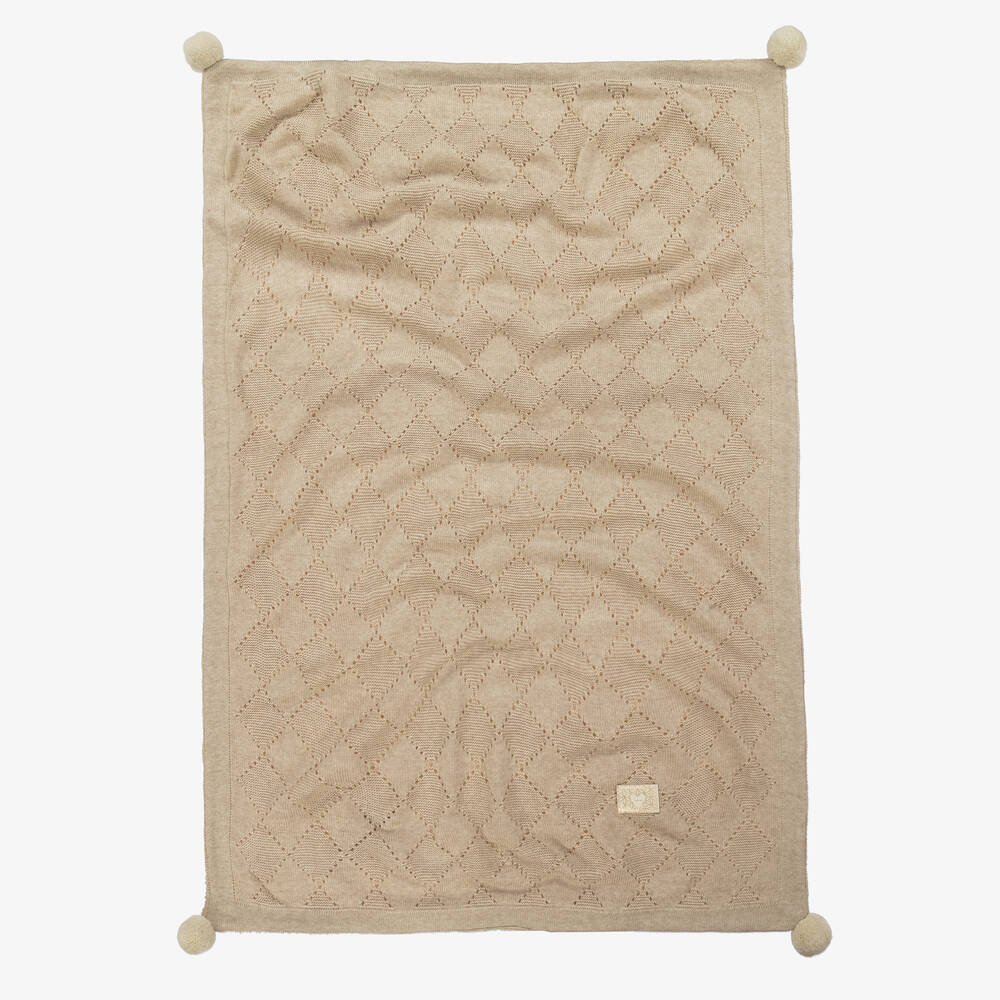 Jamiks - Beige Knit & Bouclé Blanket (100cm) | Childrensalon