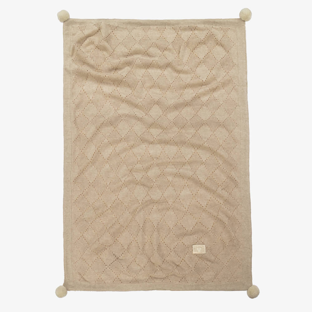 Jamiks-Beige Knit & Bouclé Blanket (100cm) | Childrensalon Outlet