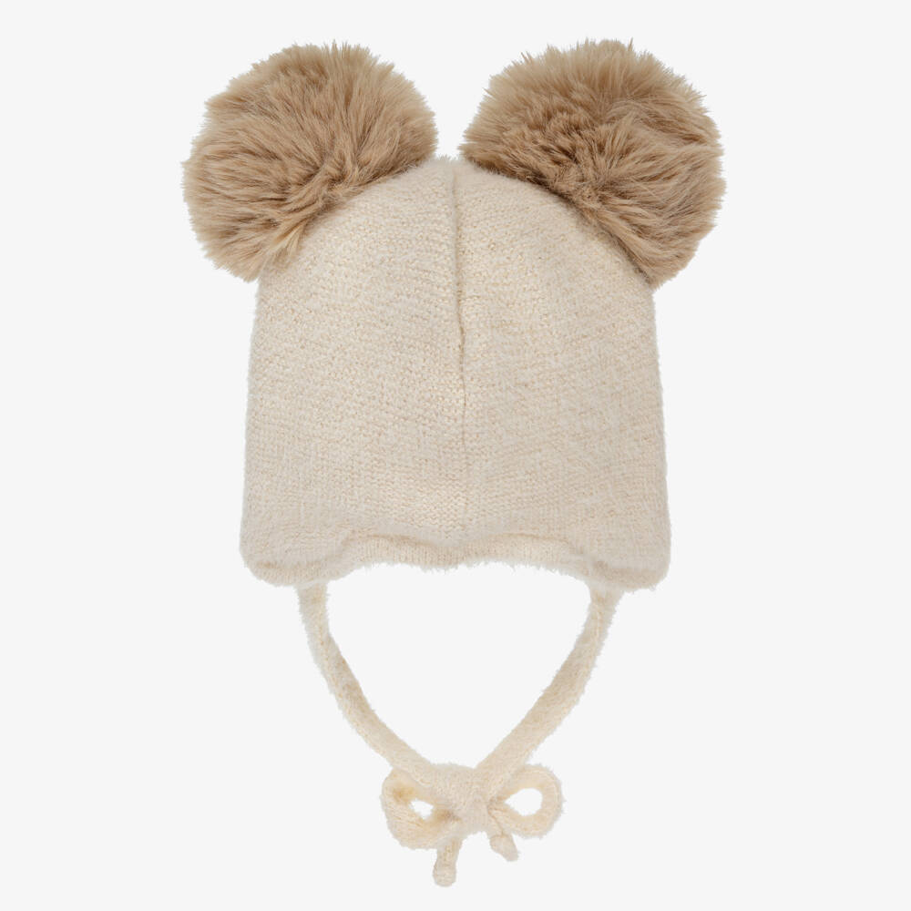 Jamiks-Бежевая вязаная шапка с помпоном | Childrensalon Outlet