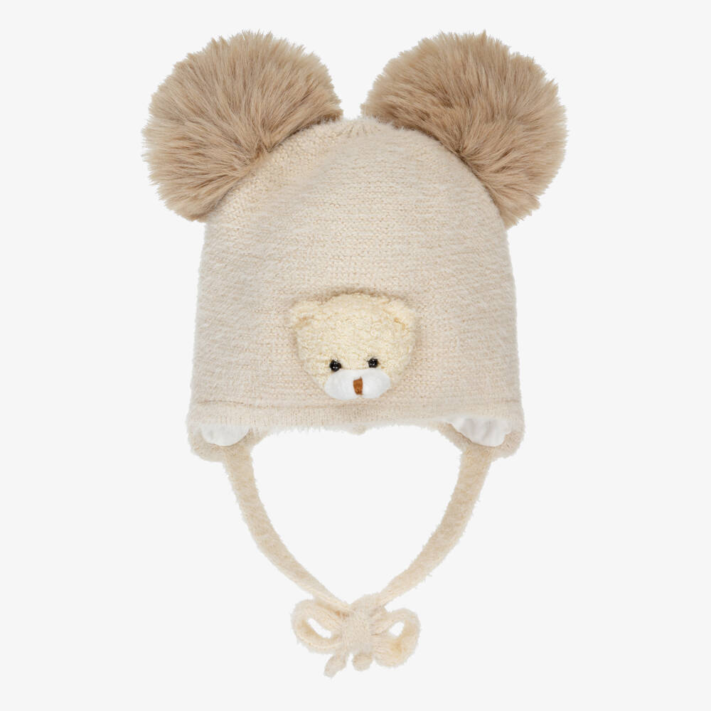 Jamiks-Бежевая вязаная шапка с помпоном | Childrensalon Outlet