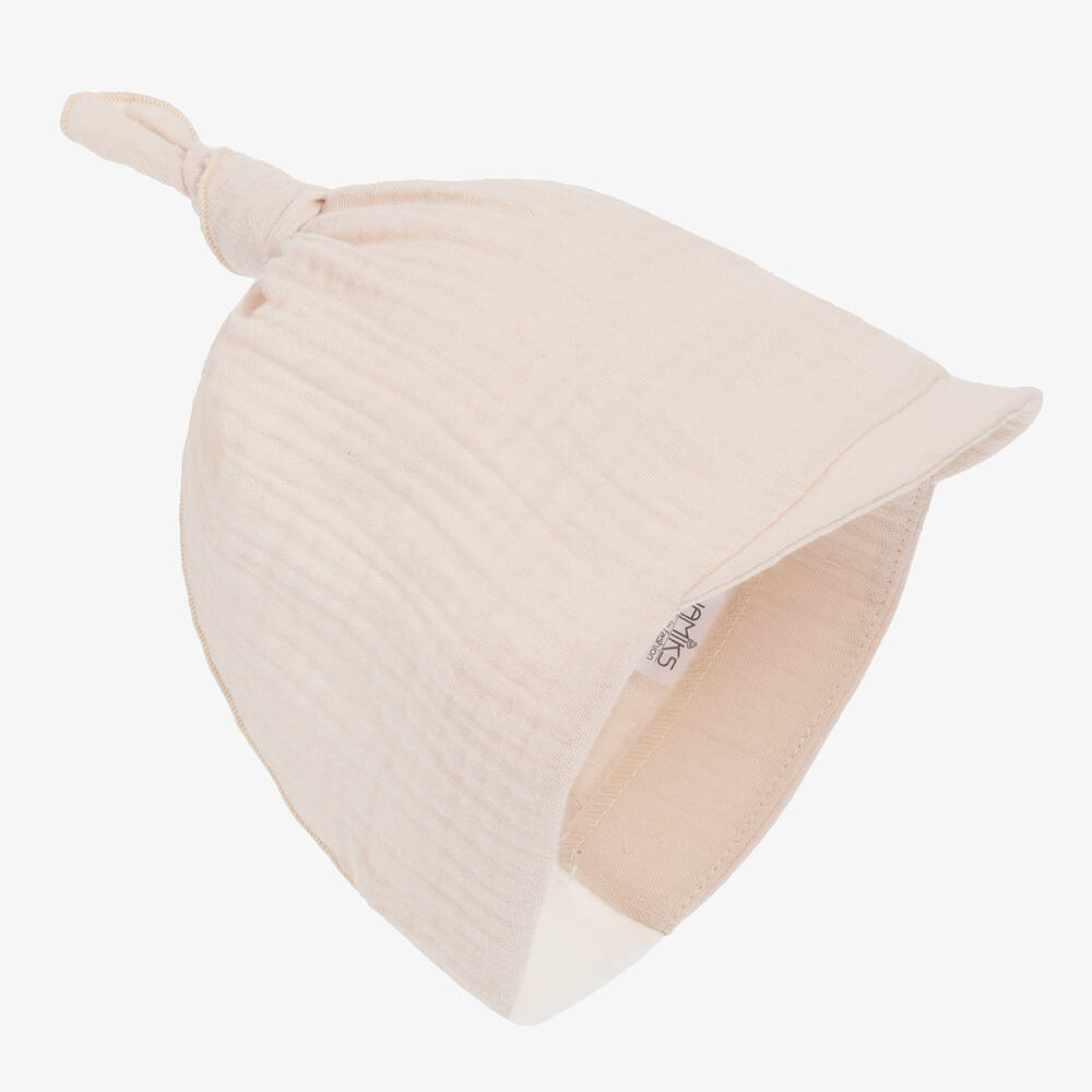 Jamiks - Bonnet beige en coton gaufré bio | Childrensalon