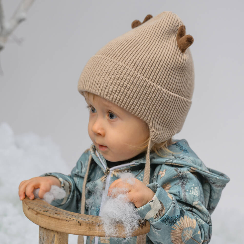 Jamiks - Beige Ribbed Reindeer Ears Hat | Childrensalon Outlet