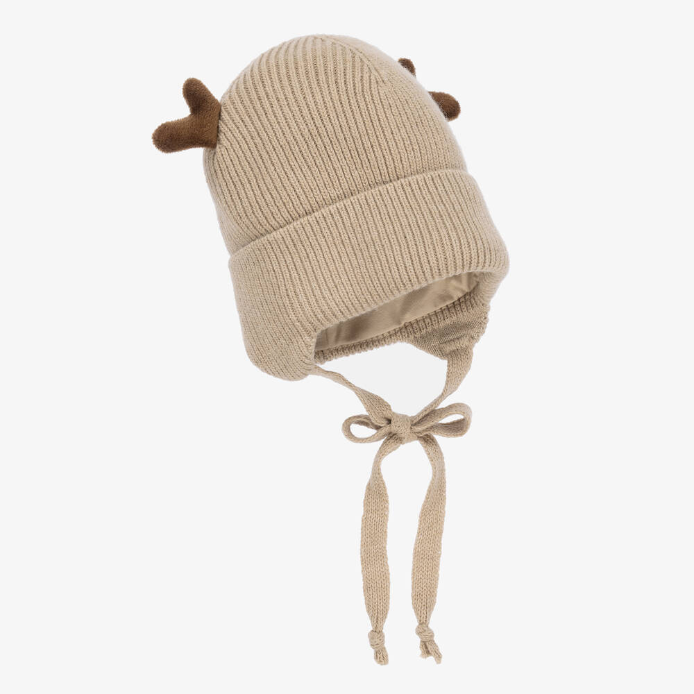 Jamiks-قبعة مزيج صوف محبوك مضلع لون بيج | Childrensalon Outlet