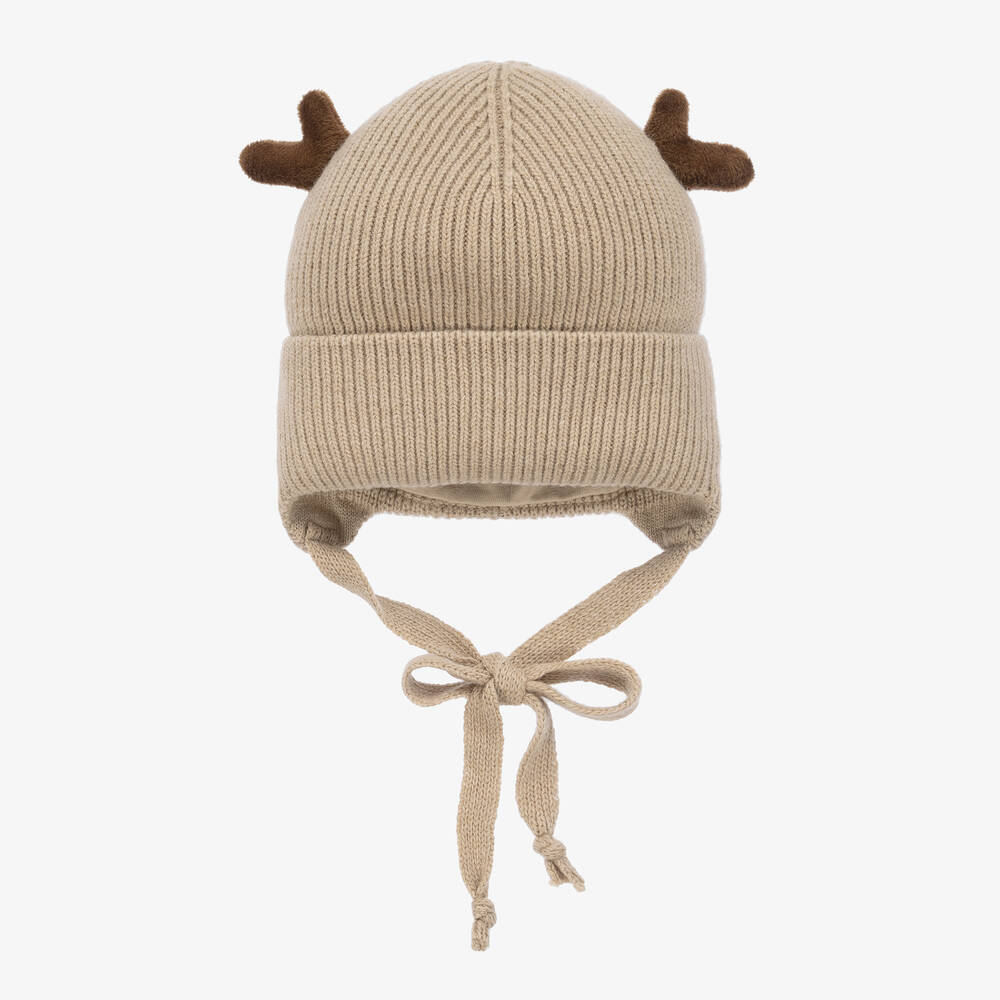 Jamiks - Beige Ribbed Reindeer Ears Hat | Childrensalon