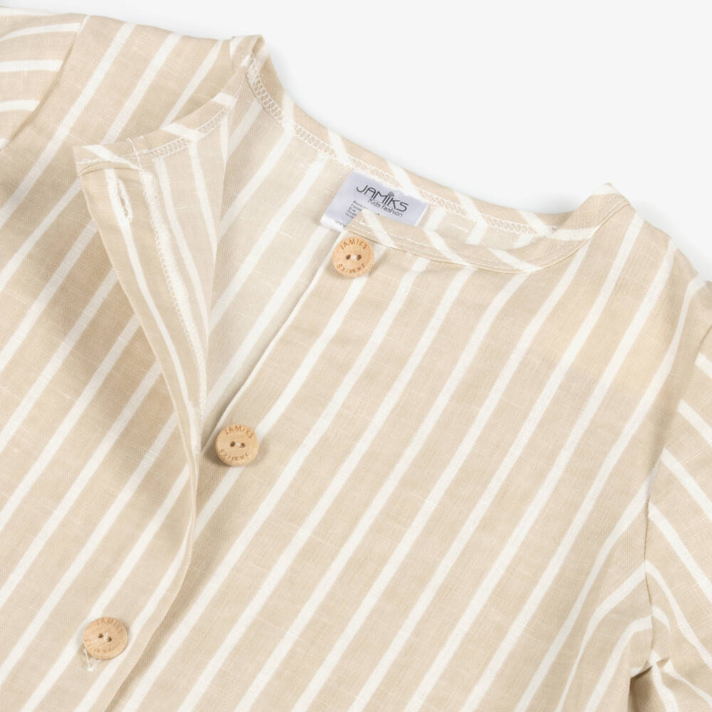 Jamiks-Бежевый полосатый комплект шорт для мальчиков | Childrensalon Outlet