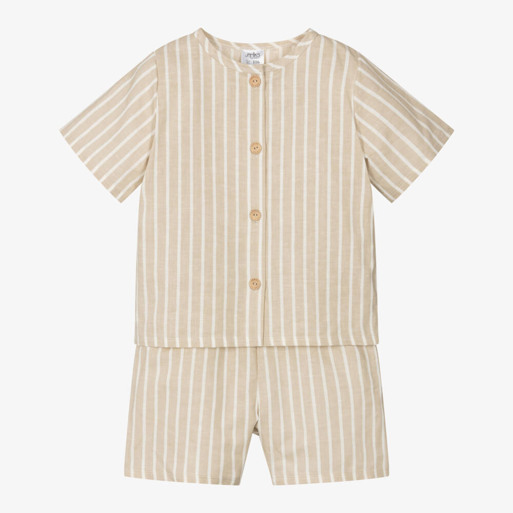 Jamiks-طقم شورت مخطط بيج للأولاد | Childrensalon Outlet