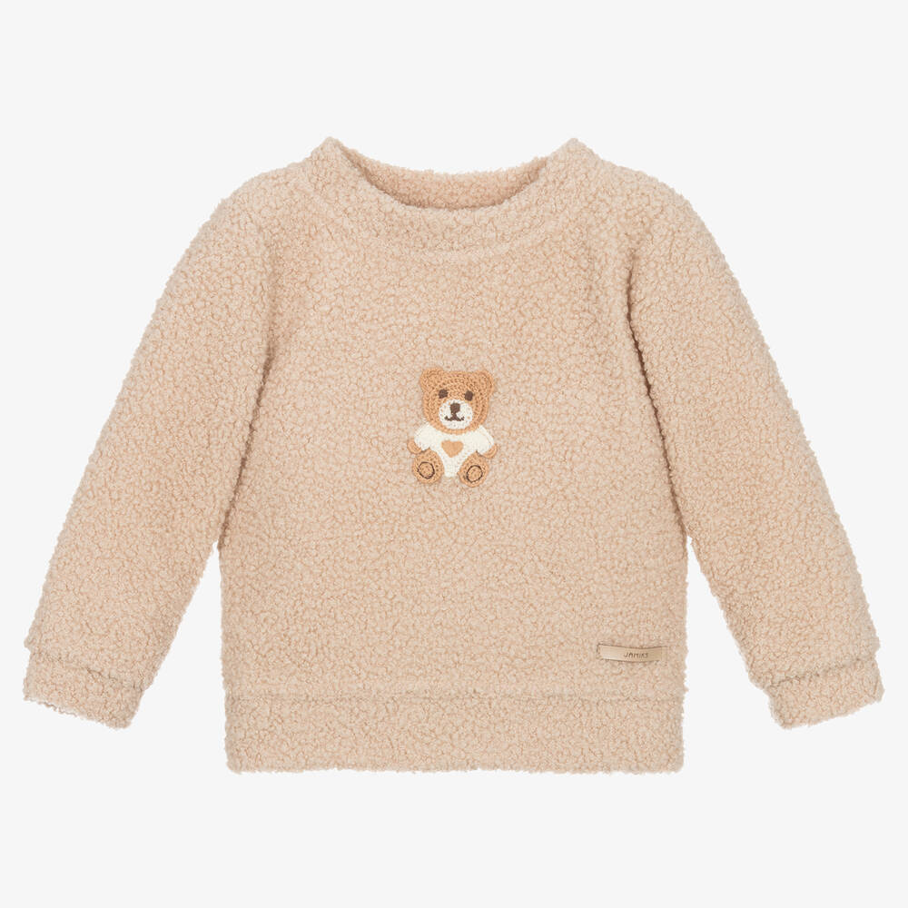 Jamiks - Beige Teddy Fleece Baby Sweatshirt | Childrensalon