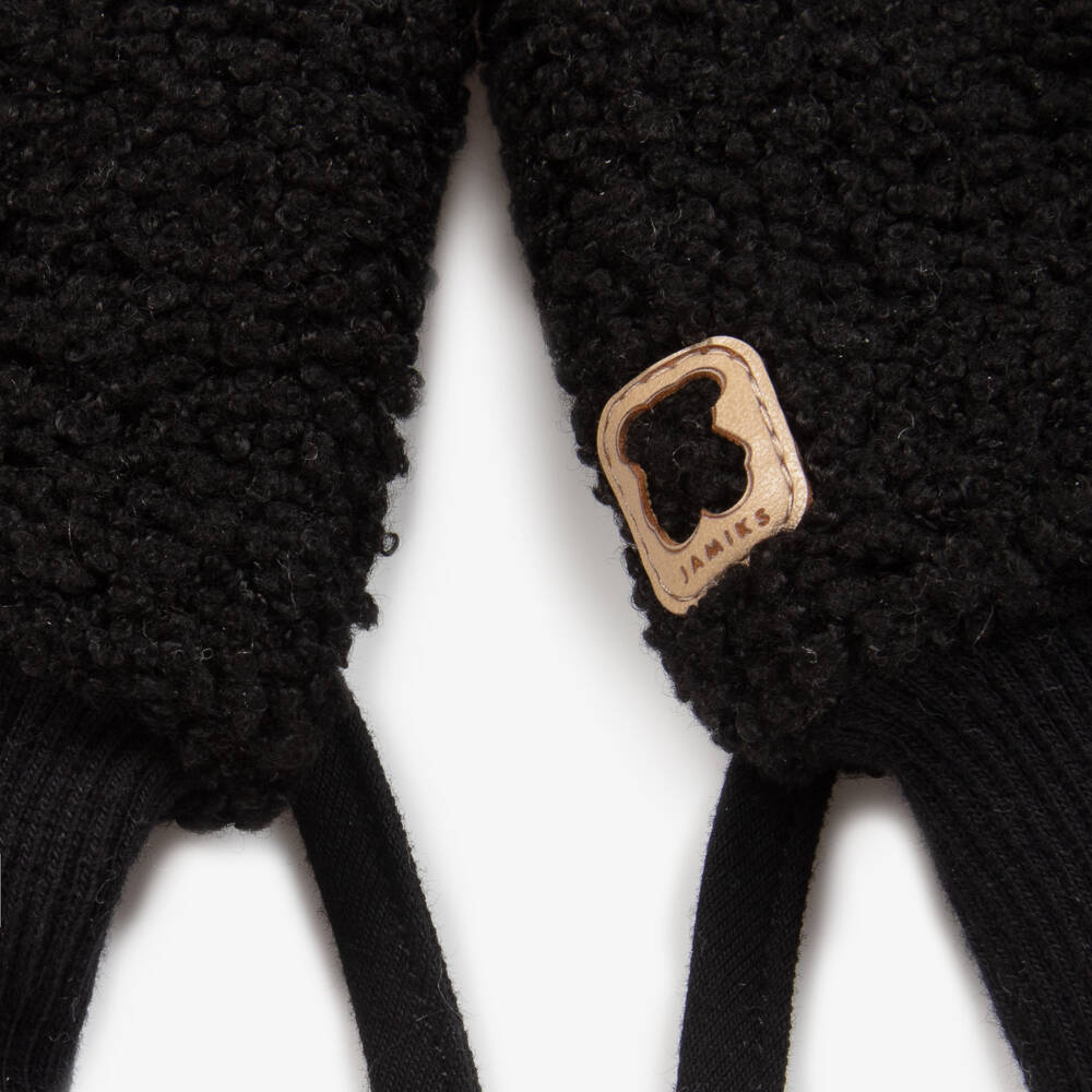 Jamiks-Black Bouclé Fleece Mittens | Childrensalon Outlet