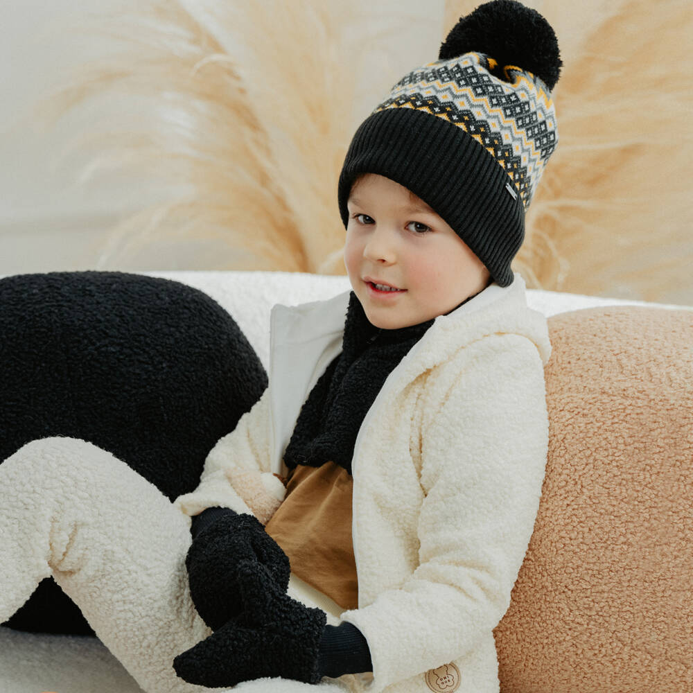 Jamiks-Black Bouclé Fleece Mittens | Childrensalon Outlet