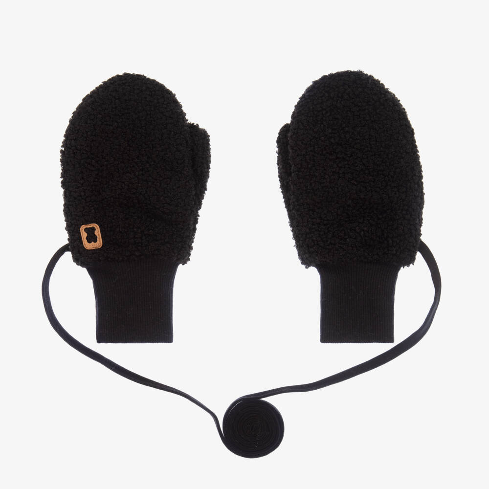 Jamiks-Black Bouclé Fleece Mittens | Childrensalon Outlet