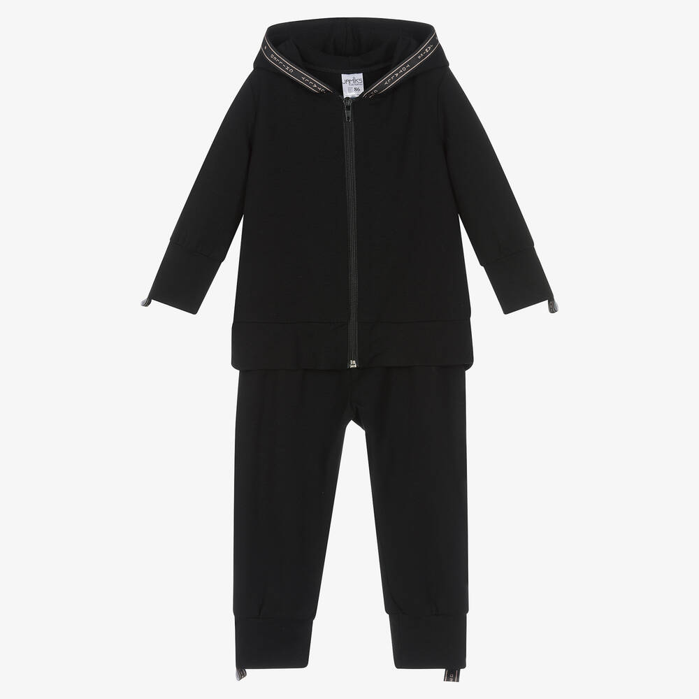 Jamiks - Black Cotton & Bamboo Hooded Tracksuit | Childrensalon