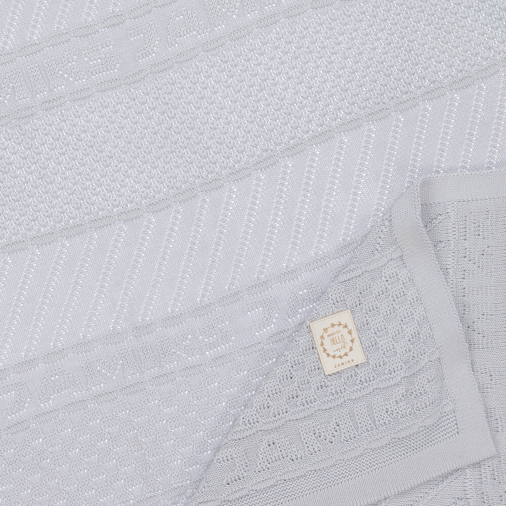 Jamiks-Blue Cotton Knitted Blanket (100cm) | Childrensalon Outlet