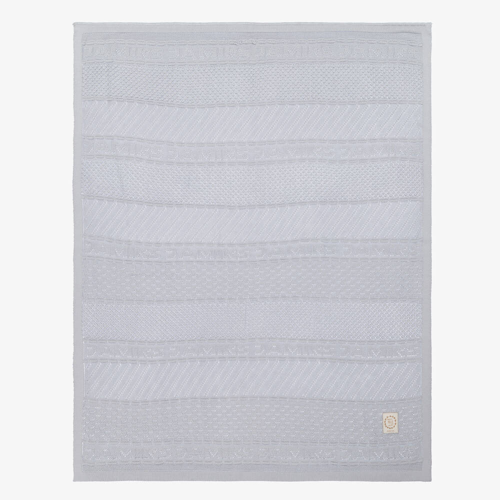 Jamiks - Blue Cotton Knitted Blanket (100cm) | Childrensalon