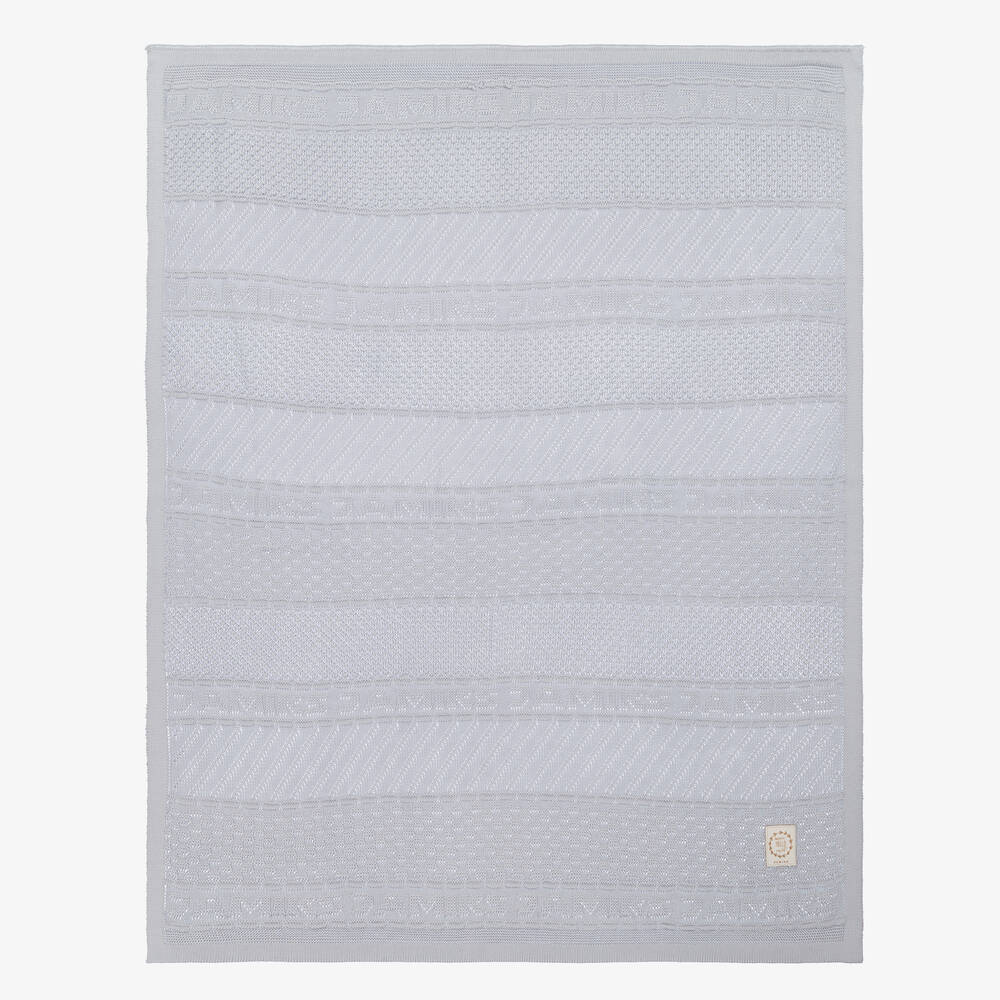 Jamiks-Blue Cotton Knitted Blanket (100cm) | Childrensalon Outlet