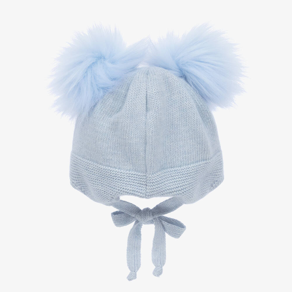 Jamiks-Blue Knitted Pom-Pom Baby Hat | Childrensalon Outlet