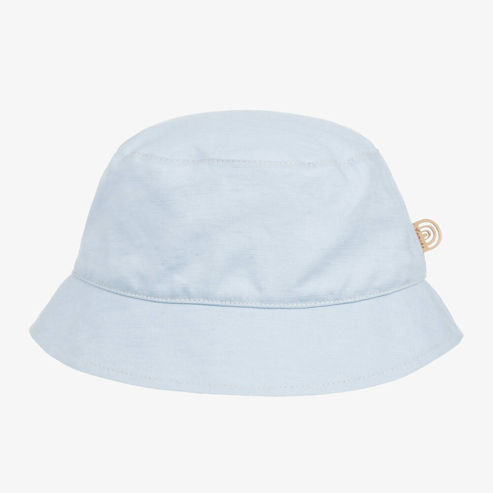 Jamiks - Blue Linen & Cotton Bucket Hat | Childrensalon