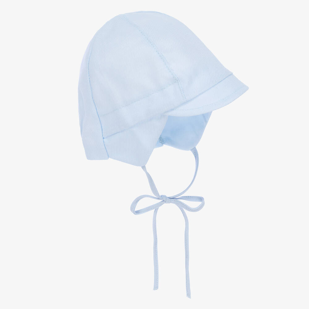 Jamiks - Blue Organic Cotton Baby Bonnet | Childrensalon