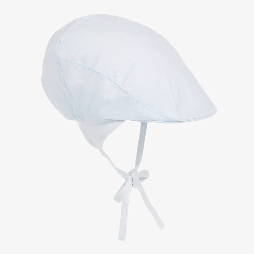 Jamiks - Blue Organic Cotton Baby Flat Cap | Childrensalon