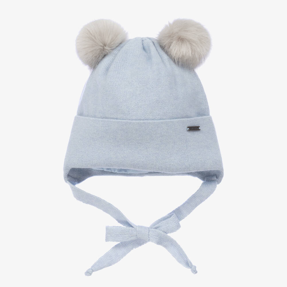 Jamiks - قبعة بوم-بوم مزيج صوف لون أزرق للمواليد | Childrensalon