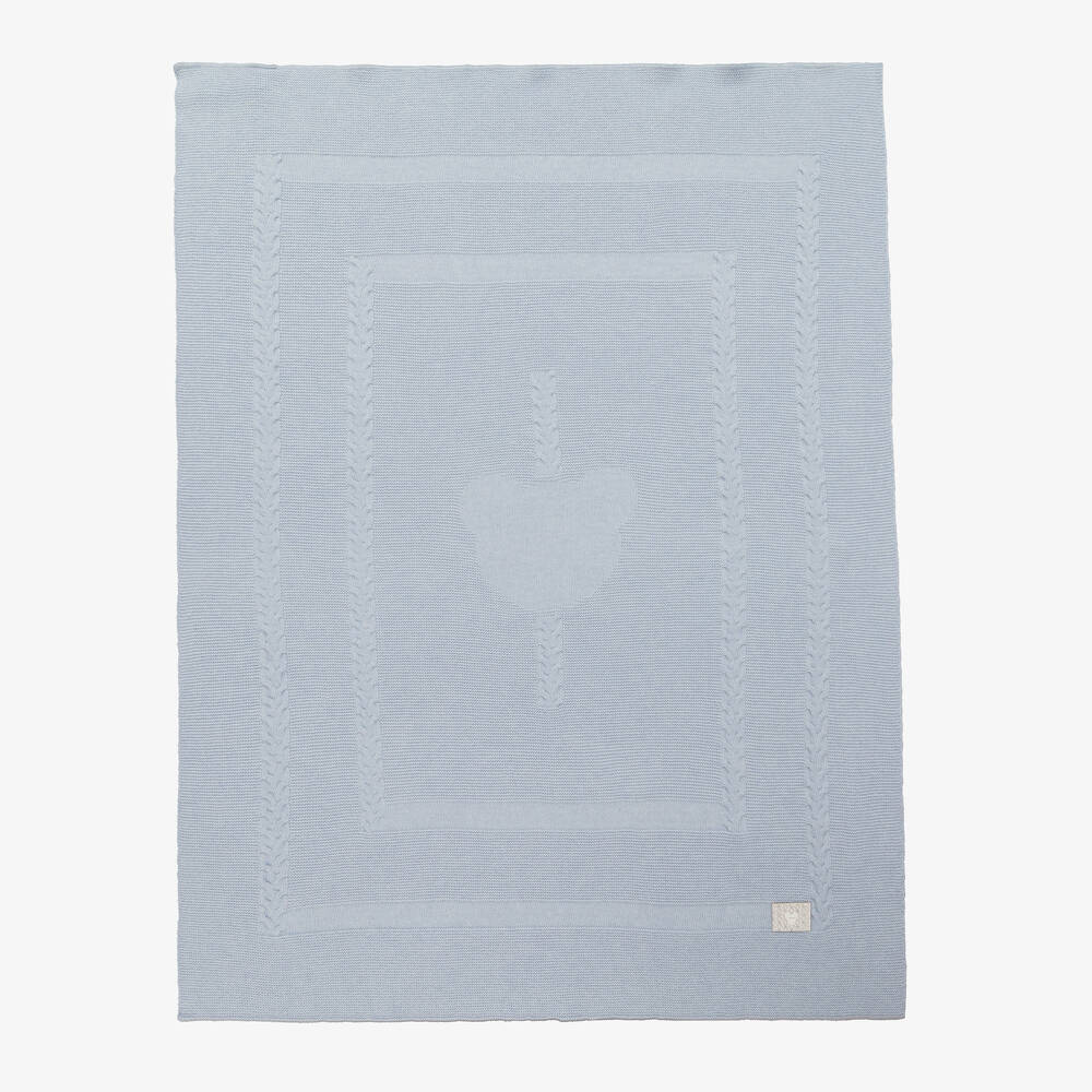 Jamiks - Blue Wool Cable Knit Blanket (100cm) | Childrensalon