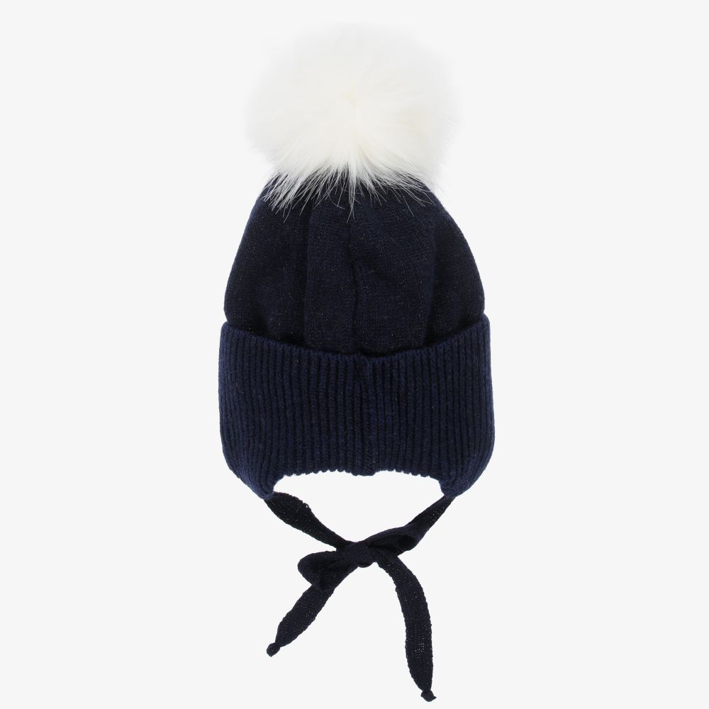 Jamiks-Синяя шерстяная вязаная шапка с помпоном | Childrensalon Outlet