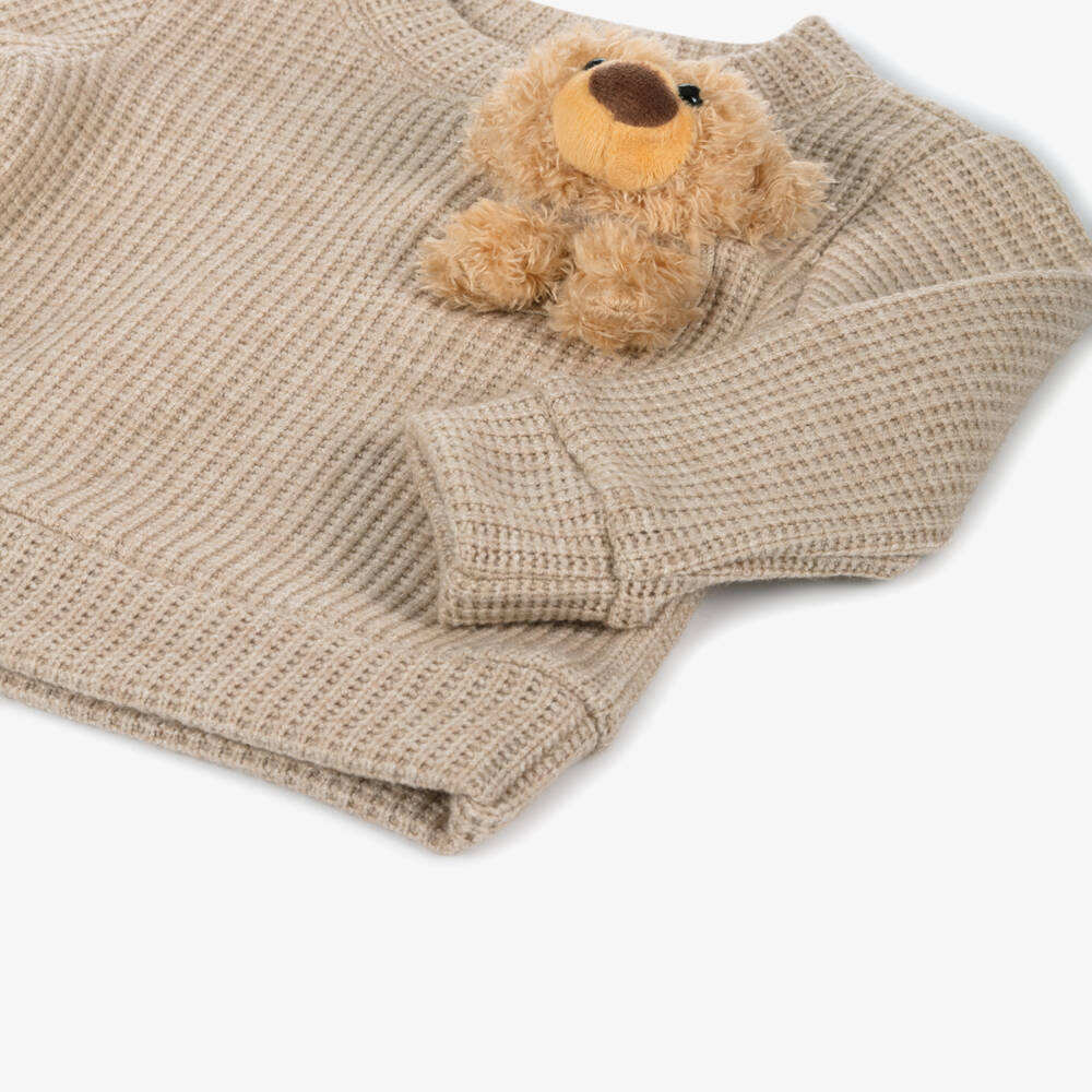 Jamiks-Boys Beige Bear Knit Set | Childrensalon Outlet