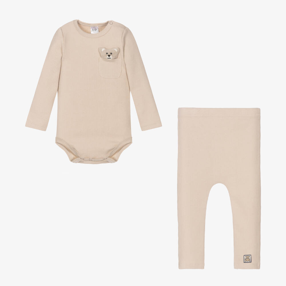Jamiks-Boys Beige Bear Trouser Outfit | Childrensalon Outlet