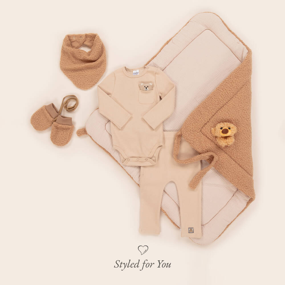 Jamiks-Boys Beige Bear Trouser Outfit | Childrensalon Outlet