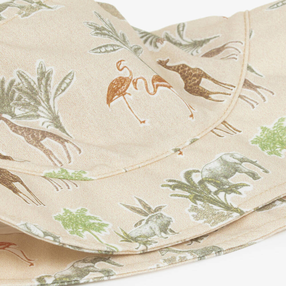 Jamiks-Boys Beige Safari Print Cotton Bucket Hat | Childrensalon Outlet