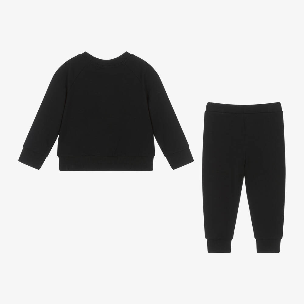 Jamiks-Boys Black Bamboo Viscose Bear Tracksuit | Childrensalon Outlet