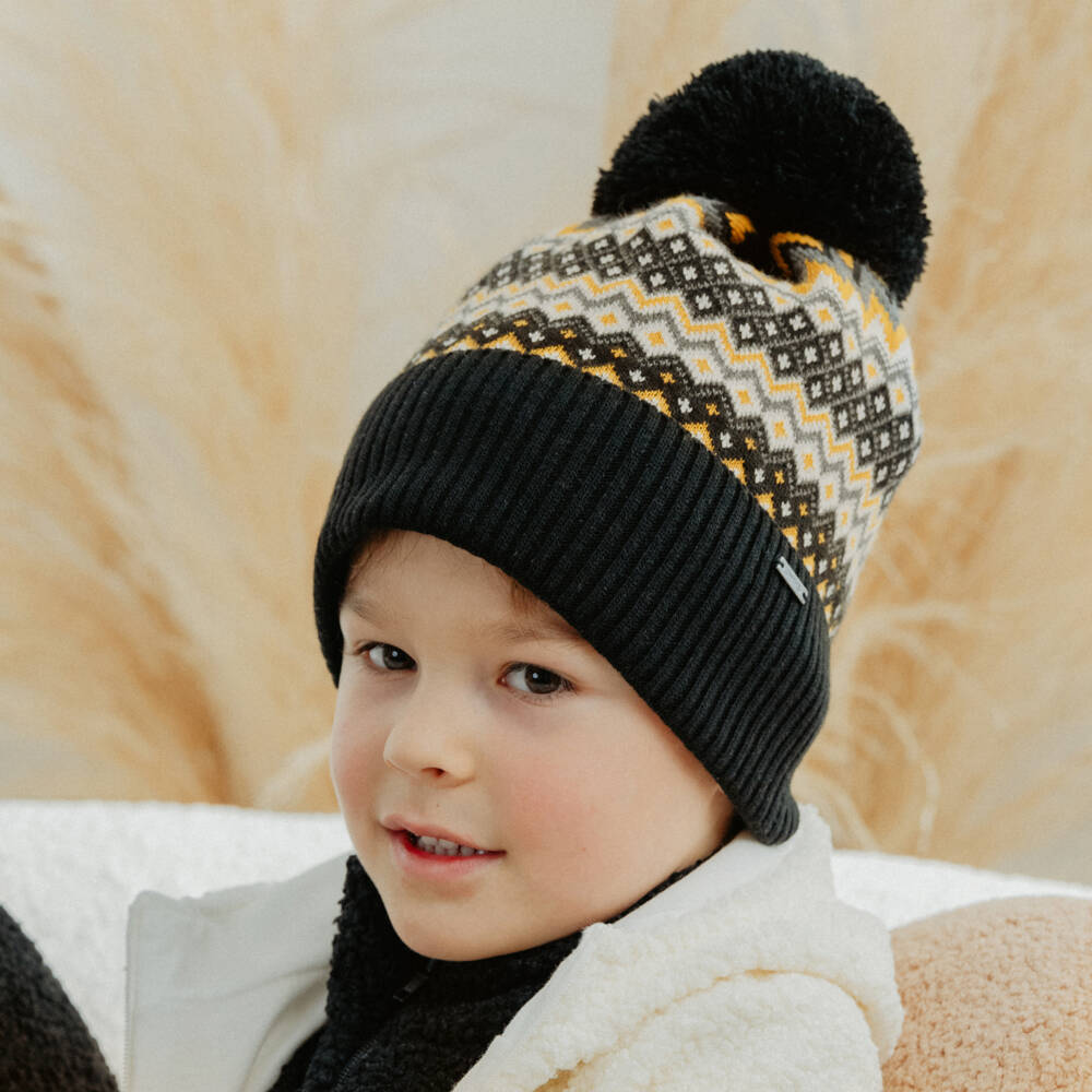 Jamiks-Boys Black Knitted Pom-Pom Beanie | Childrensalon Outlet