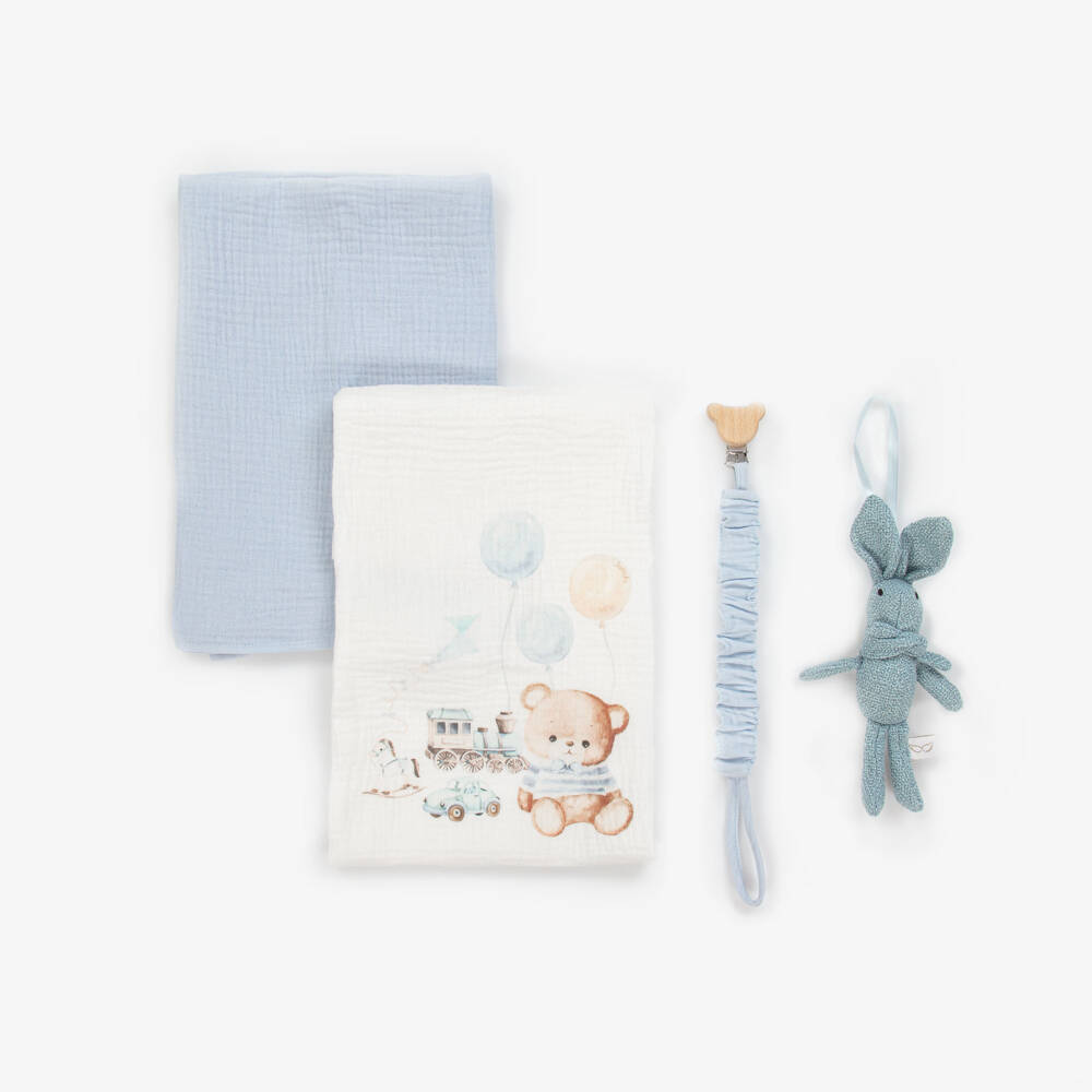 Jamiks-Boys' Blue Bear Muslin Ensemble | Childrensalon Outlet