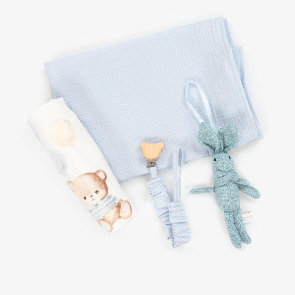 Jamiks-Boys' Blue Bear Muslin Ensemble | Childrensalon Outlet