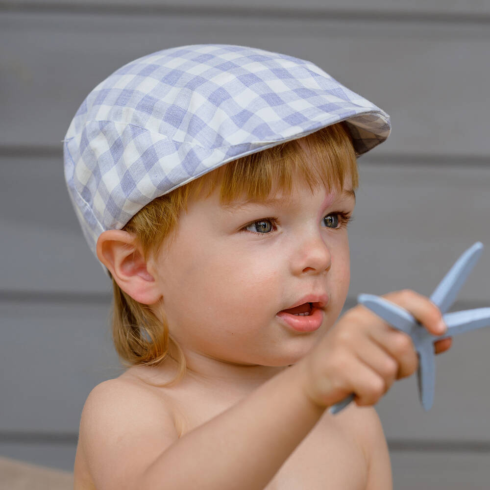 Jamiks-Синяя хлопковая кепка в клетку | Childrensalon Outlet