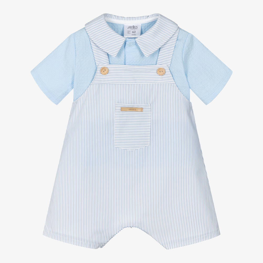 Jamiks-Boys Blue Striped Cotton Ensemble | Childrensalon Outlet