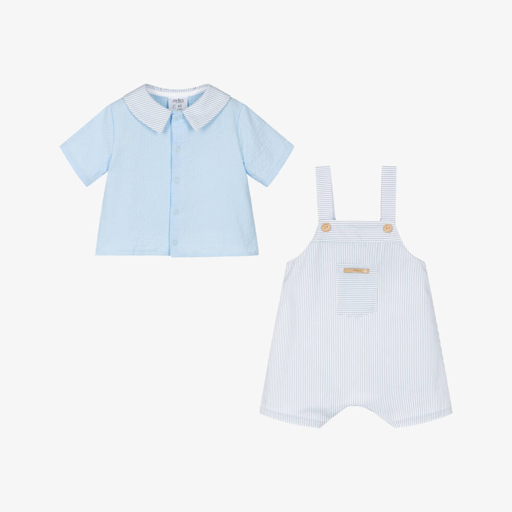 Jamiks-Boys Blue Striped Cotton Ensemble | Childrensalon Outlet