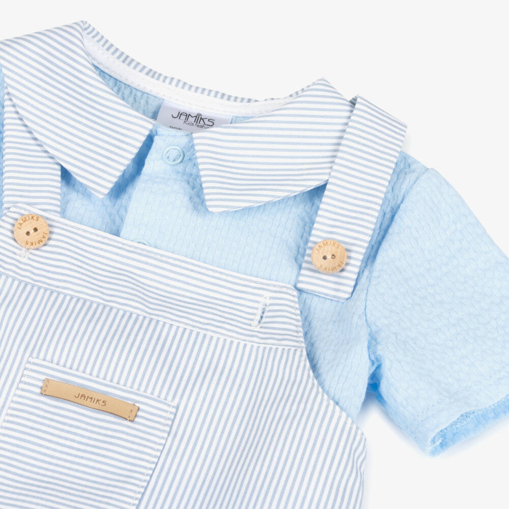 Jamiks-Boys Blue Striped Cotton Ensemble | Childrensalon Outlet