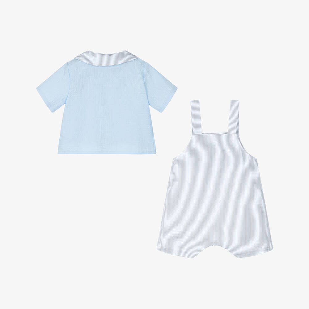 Jamiks-Boys Blue Striped Cotton Ensemble | Childrensalon Outlet