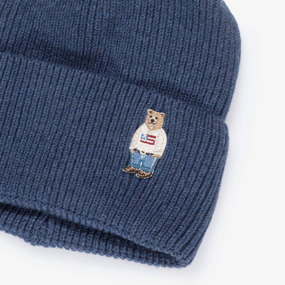 Jamiks-Boys Blue Wool & Cashmere Knit Beanie Hat | Childrensalon Outlet