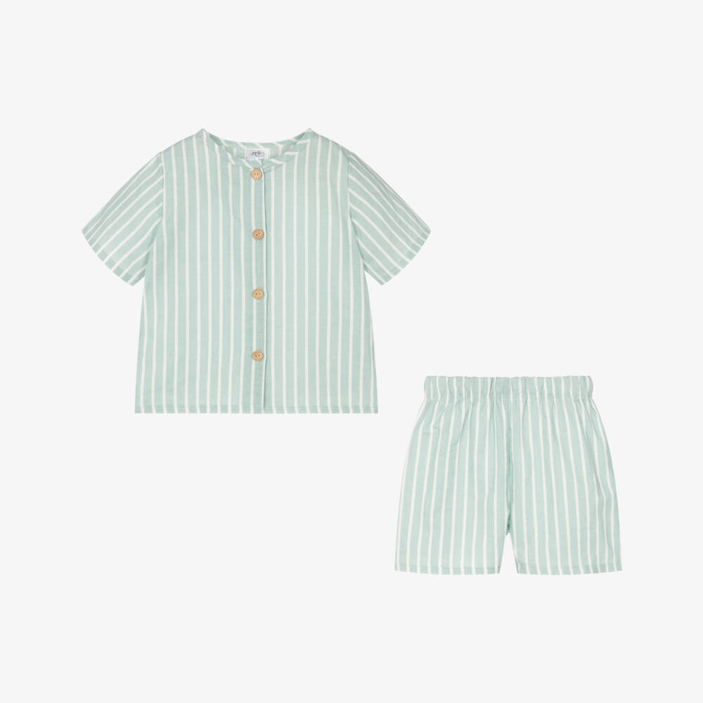 Jamiks-Летний комплект в зелёную полоску для мальчиков | Childrensalon Outlet