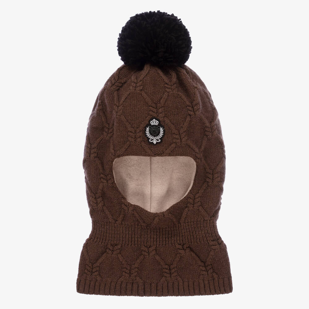 Jamiks - Boys Brown Pom-Pom Balaclava | Childrensalon