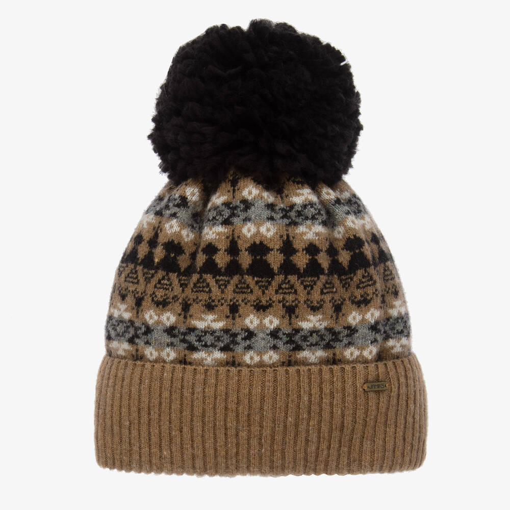 Jamiks - قبعة بوم-بوم مزيج صوف محبوك لون بني للأولاد | Childrensalon