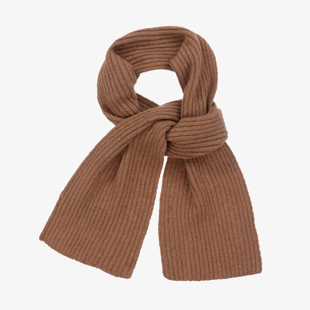 Jamiks - Boys Brown Wool-Knit Scarf (130cm) | Childrensalon