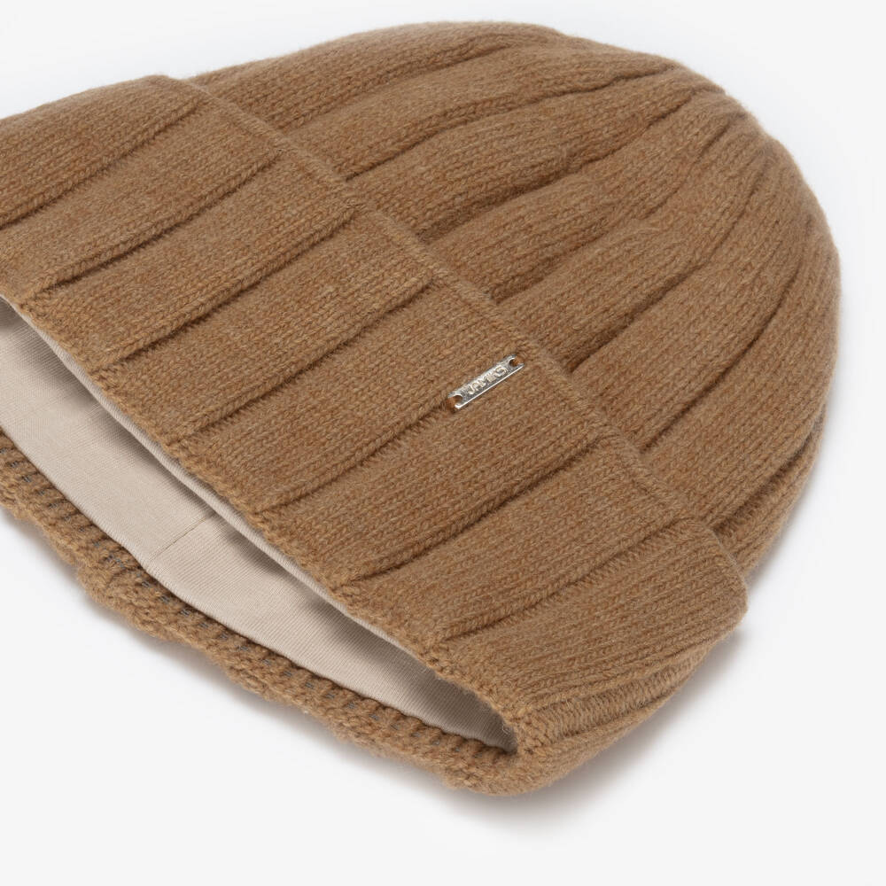 Jamiks-Boys Caramel Brown Merino Wool Beanie Hat | Childrensalon Outlet