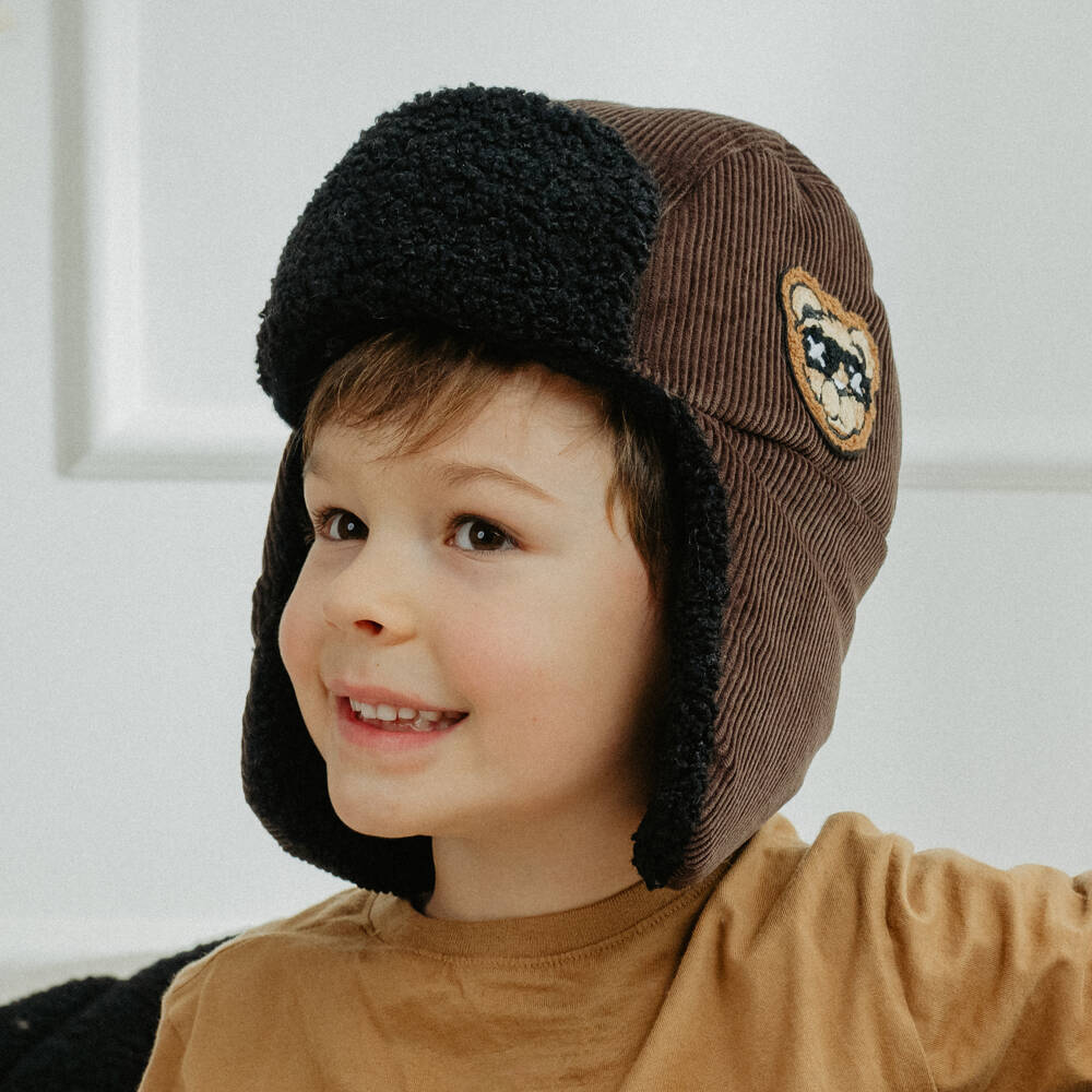Jamiks-Boys Corduroy Trapper Cap in Brown | Childrensalon Outlet