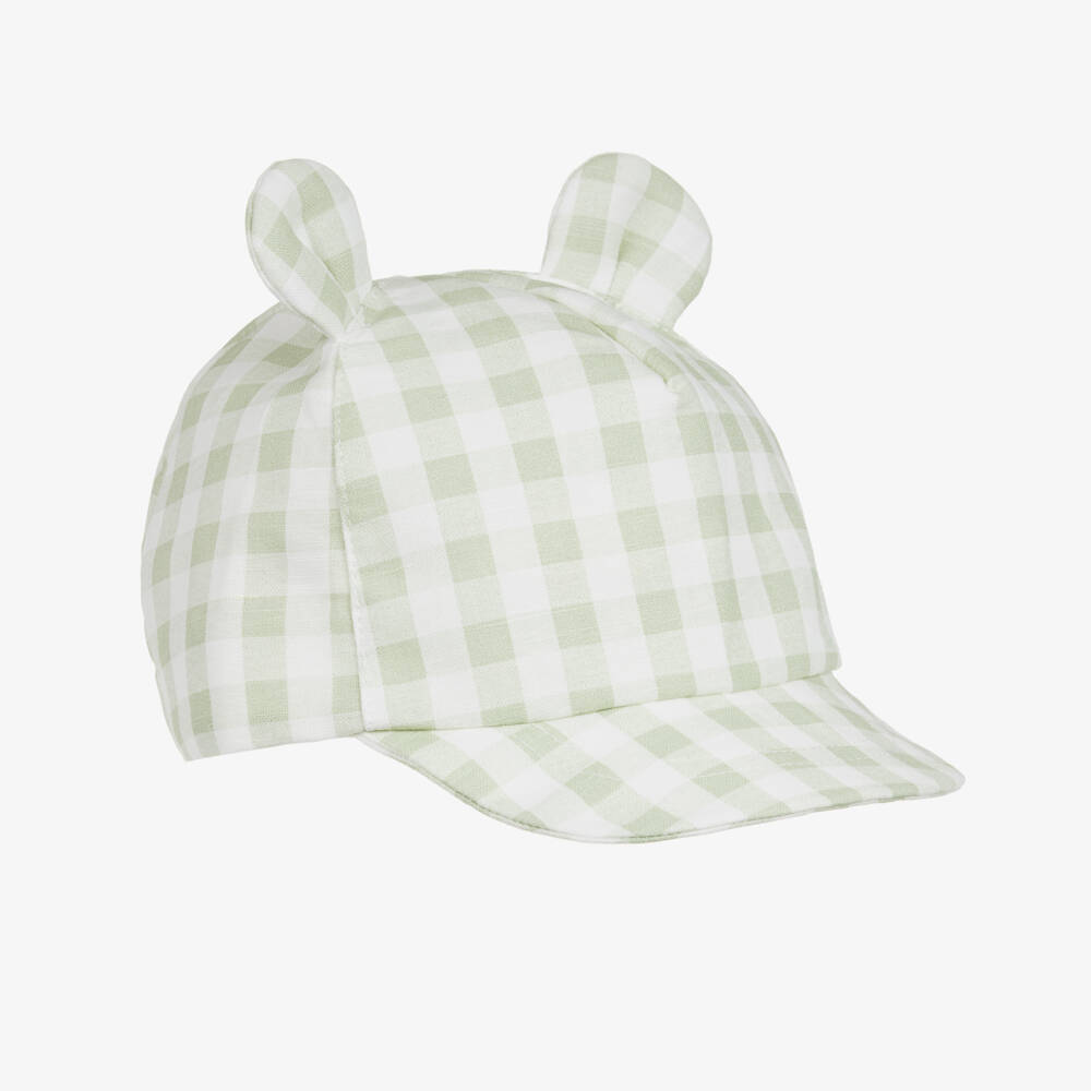 Jamiks-Boys Green Gingham Cotton Cap with Ears | Childrensalon Outlet