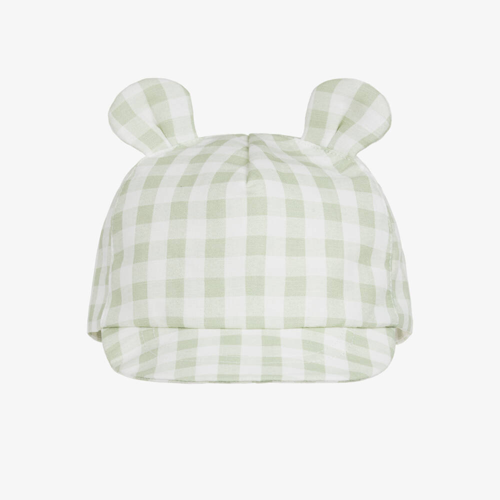 Jamiks-Boys Green Gingham Cotton Cap with Ears | Childrensalon Outlet