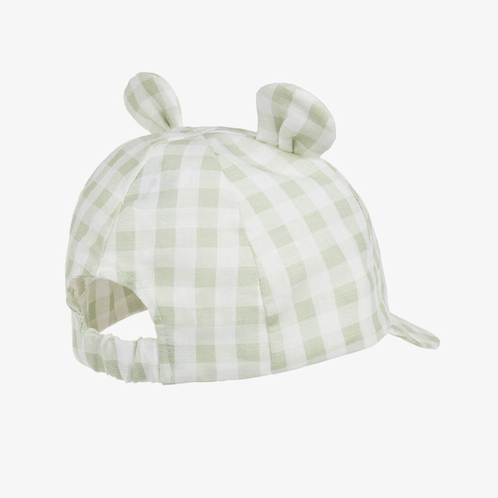 Jamiks-Boys Green Gingham Cotton Cap with Ears | Childrensalon Outlet
