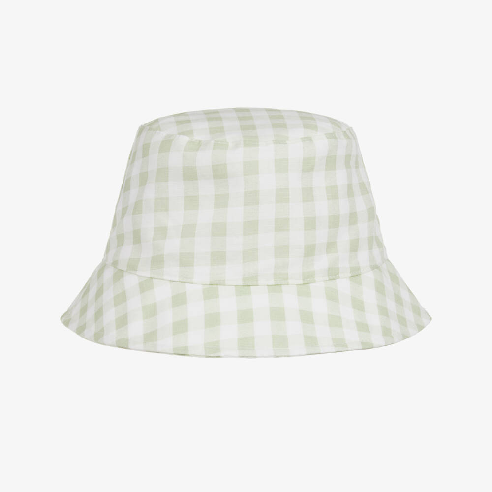Jamiks-Boys Green & White Gingham Bucket Hat | Childrensalon Outlet
